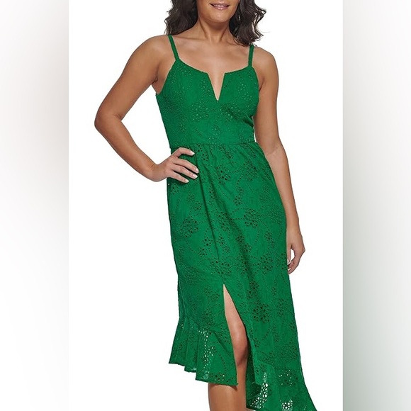 Guess Dresses & Skirts - GUESS Women's Cotton Eyelet Asymmetric Midi Dress- Size 10